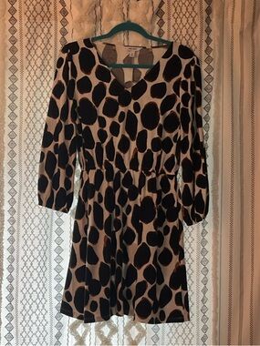 Nine West Animal Print Long Sleeve Dress